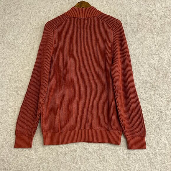 NEW Lands' End Drifter Men's M Half-Zip Pullover Sweater  Red 100% Cotton -85 - Picture 4 of 13